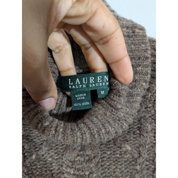 LAUREN Ralph Lauren Womens Brown Wool Turtleneck Sweater Sz M Capsule Quier Luxe - Picture 3 of 7